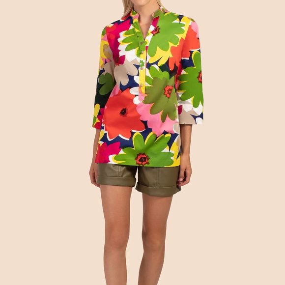 (NWT) Trina Turk "Florida Top" Cotton Floral Tunic XXL (x2Host Pick!) - Picture 3 of 13